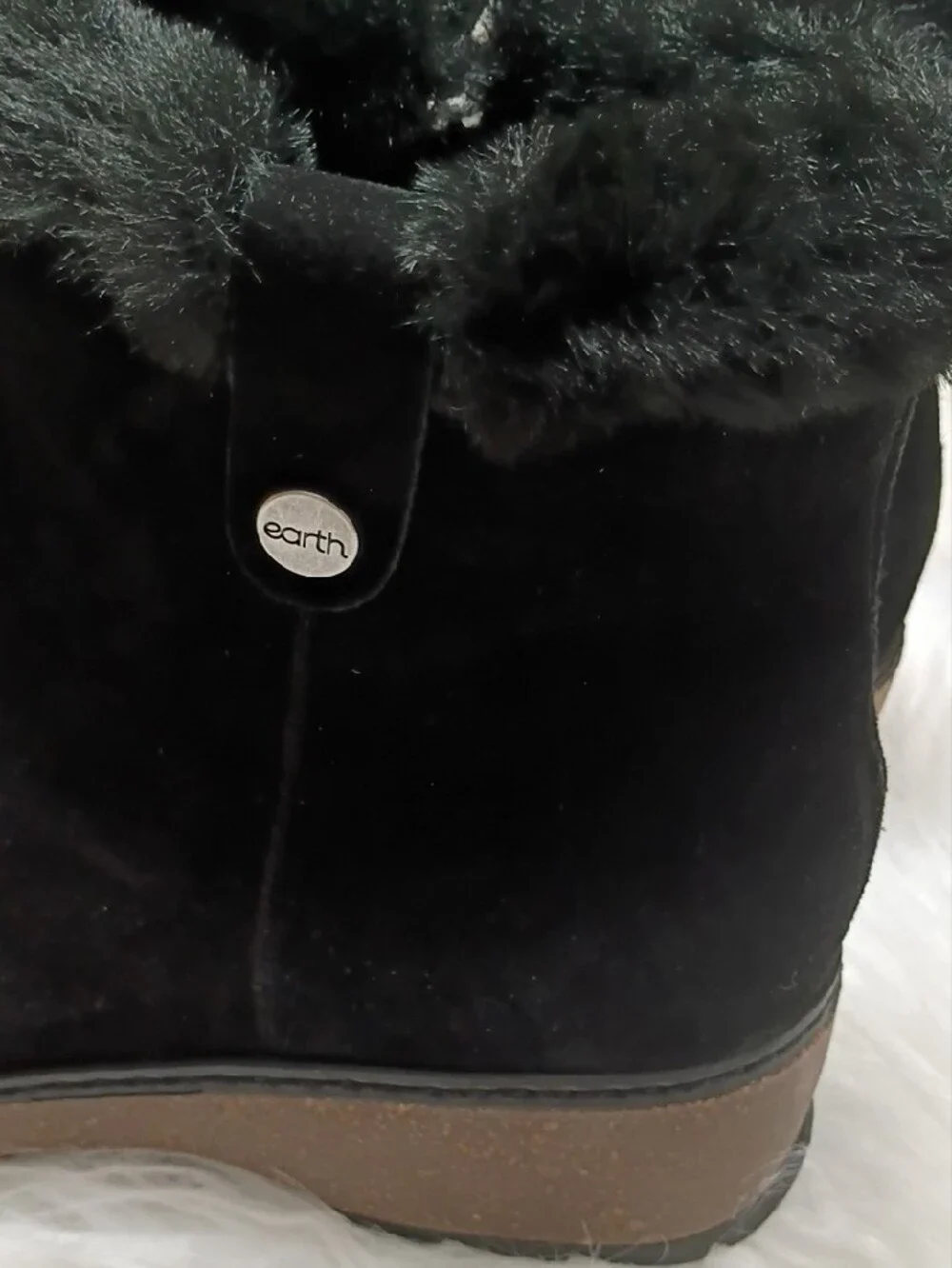 New Earth Kim Black Suede Faux-Fur Ankle Winter Cold Weather Booties 7.5